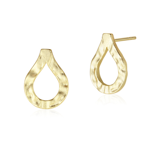 MissQueeny奎妮小姐|微雨水滴金属耳钉捶打纹理复古简约秋冬浅金