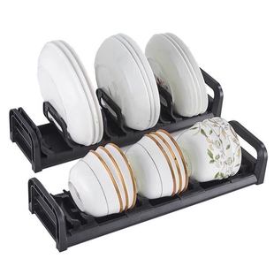 厨房抽屉内置碗碟架橱柜内放大小碗盘收纳沥水置物架可调节可定制