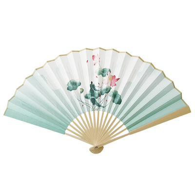 木木夕8寸彩印上春山舞蹈折扇子