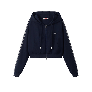 樱桃KIRSH 韩系撞色运动套装2025秋冬休闲宽松织带卫衣抽绳卫裤