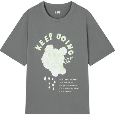 森马字母结合卡通印花短袖T恤男