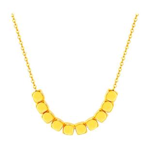 梦金园小方糖黄金吊坠几何金块转运珠碎金子足金挂坠送女生日礼物