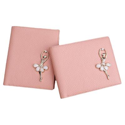 稻草人官方品牌店正品女士钱包短款真皮学生韩版可爱2折头层牛皮