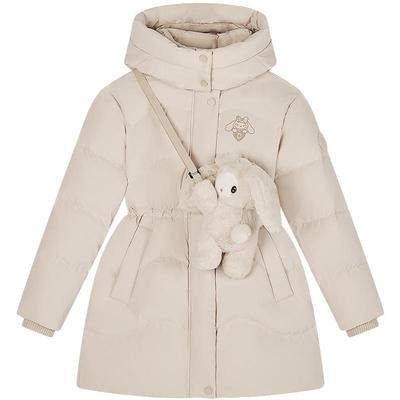 波司登新款女童中长款收腰羽绒服