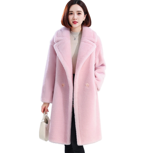 羊剪绒大衣女2026冬新中长款加厚明星同款海宁羔羊毛颗粒皮草外套