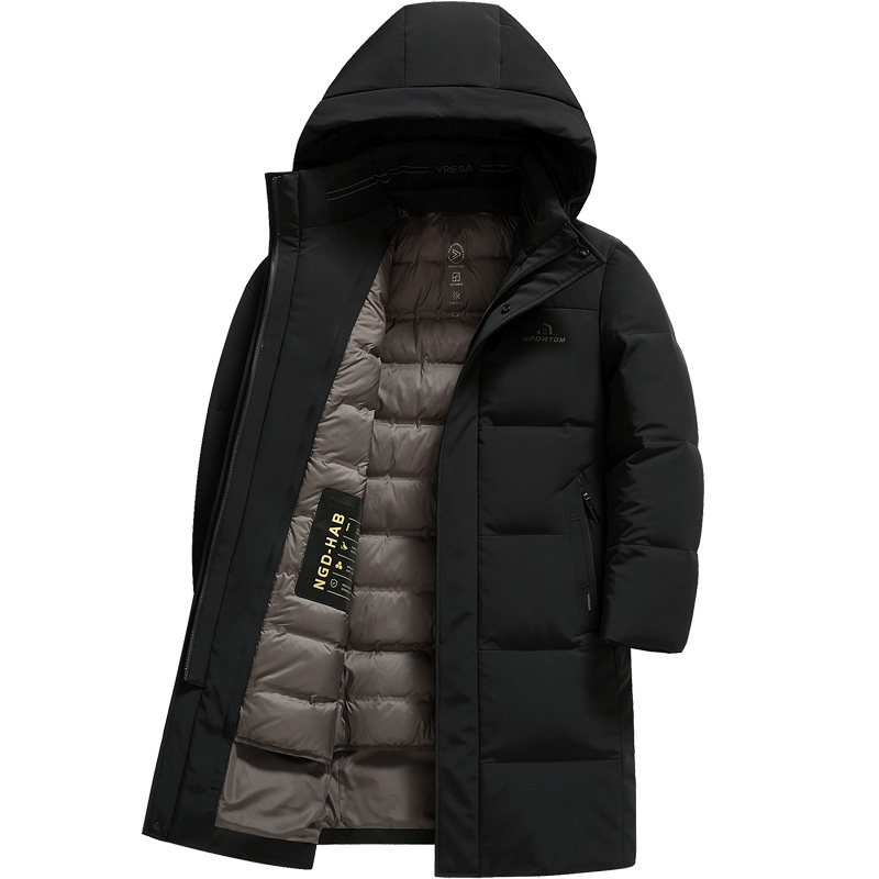 雪中飞双层脱卸内胆长款羽绒服男