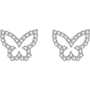 周六福蝴蝶结耳饰女款S925银耳钉小众设计送女友女神节礼物