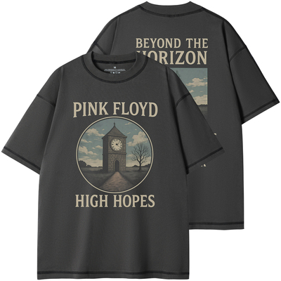 PINK FLOYD乐队复古美式街头设计感圆领宽松纯棉摇滚短袖T恤