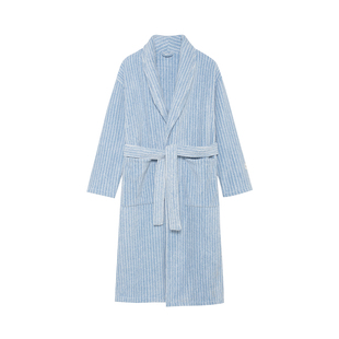 FORRETRO 24AW秋冬新品珊瑚绒休闲家居条纹睡袍男女同款 四色可选