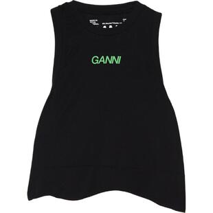 【618狂欢】GANNI夏季女印花弹力网布短款无袖上衣