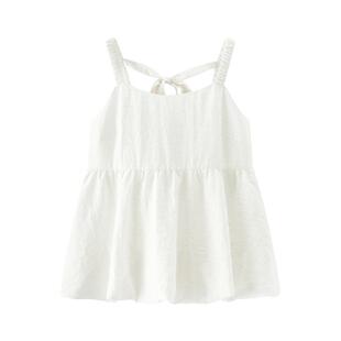 森马衬衫女无袖设计感蝴蝶结可爱2025夏新款花苞肌理上衣吊带法式