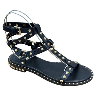 ASH女鞋夏季透气轻薄铆珠海边度假平底休闲罗马凉鞋女AO160L40008