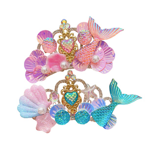 公主头饰儿童皇冠插梳小女孩贝壳发饰宝宝汉服女童发卡生日礼新款