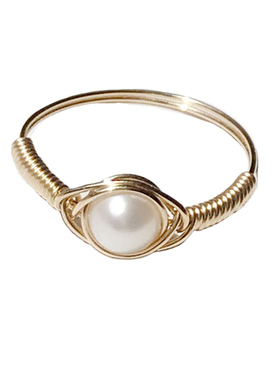 石光洗手不用摘迷你包金珍珠戒指