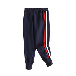 定做中小学生校服裤子纯棉男款初中生校裤全国通用俩条杠春秋新款