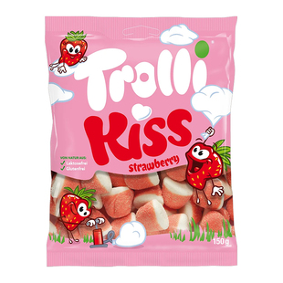 超酸软糖德版trolli口力kiss接吻糖草莓味软糖棉花糖网红软糖150g