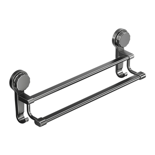 吸盘毛巾架卫生间免打孔浴室毛巾单双杆置物架洗手间浴巾收纳挂架