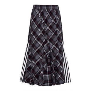 Adidas阿迪达斯三叶草女子半身裙明星同款26夏运动格纹裙子KT6381