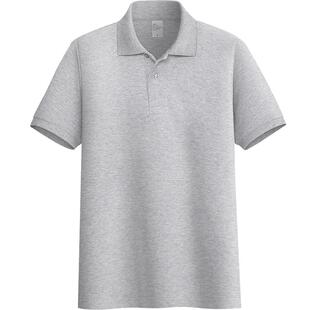 纯色polo衫男士t恤短袖翻领宽松中年爸爸装定制班服夏季黑白灰色T
