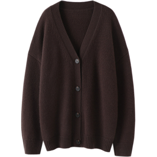 启超第二眼美女!大克重加厚羊绒开衫女纯羊绒毛衣针织开衫外套冬