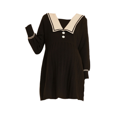 费雪2024年秋冬季长袖针织连衣裙