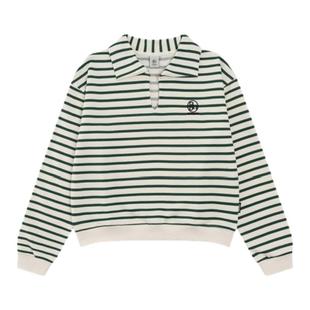 【现货】fletta bloom韩国条纹宽松卫衣裴珠泫同款休闲polo领上衣