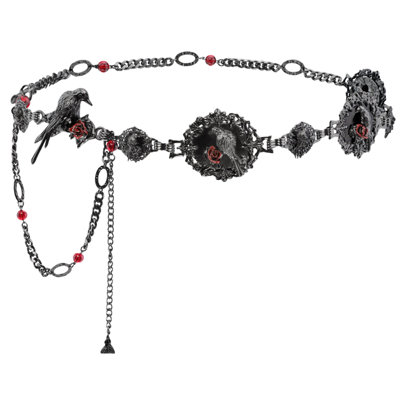 原创重工乌鸦浮雕腰链甜酷辣妹小众设计高级感暗黑气质腰带女