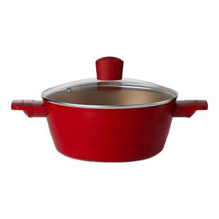 帝伯朗盈月汤锅大容量不粘锅蒸锅煮炖锅电磁炉外红内金