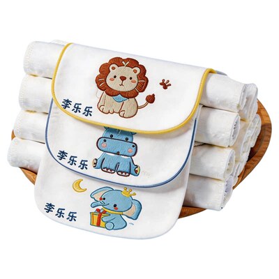 爱贝迪拉可绣名字隔汗巾纯棉A类