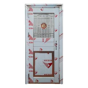 特厚304不锈钢进户门半玻透光折板门单开入户门自建房防盗门工程