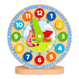 木质数字时钟小学教具钟表模型儿童智力开发动脑认识学习时间玩具