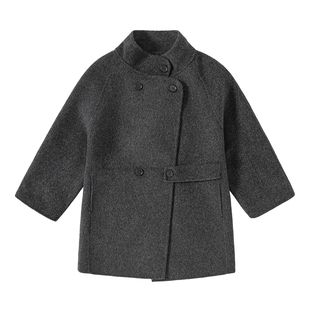 罗蒙儿童双面羊毛大衣2025秋冬新款男童羊毛呢子外套保暖加厚风衣