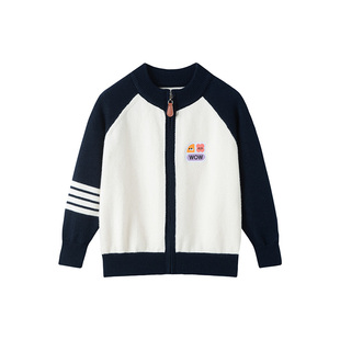 焦去儿童针织开衫拉链外套男童女童春秋新款保温毛衣宝宝时尚上衣