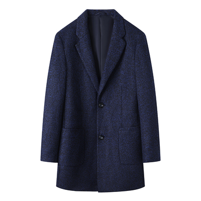 中长款单排扣羊毛呢大衣海剪标