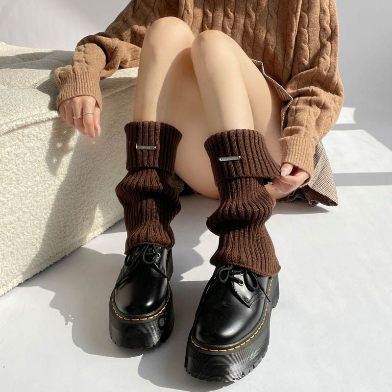 护踝袜套秋冬针织保暖脚脖套冬季雪地靴袜套女中筒堆堆袜长筒袜子