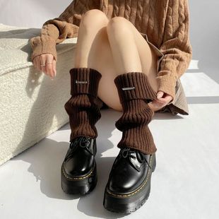 护踝袜套秋冬针织保暖脚脖套冬季雪地靴袜套女中筒堆堆袜长筒袜子
