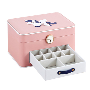 小马独角兽多层大首饰盒首饰珠宝耳环发夹饰品女孩儿童礼物收纳盒