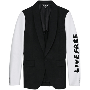 IT CDG COMME des GARÇONS HOMME BLACK情侣款撞色拼接西装夹克