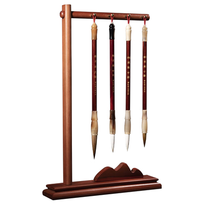 小桥流水实木毛笔挂架一物多用
