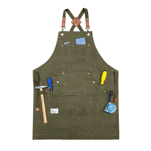 户外露营帆布工作服复古匠人围裙防污咖啡店围裙工作服装logo定制