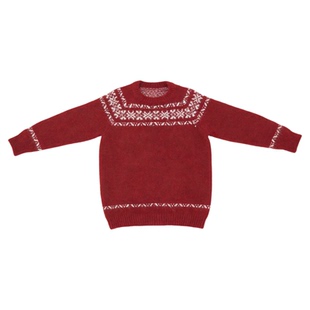 Basic House/百家好费尔岛红色圆领毛衣女冬季新年战袍软糯针织衫