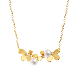 LynnHaven麟玟 ART宋思维-圆梅 18K金Akoya海水珍珠钻石项链礼物