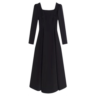 粉色连衣裙女冬季法式伴娘礼服巨好看冬装小个子长款裙子内搭修身