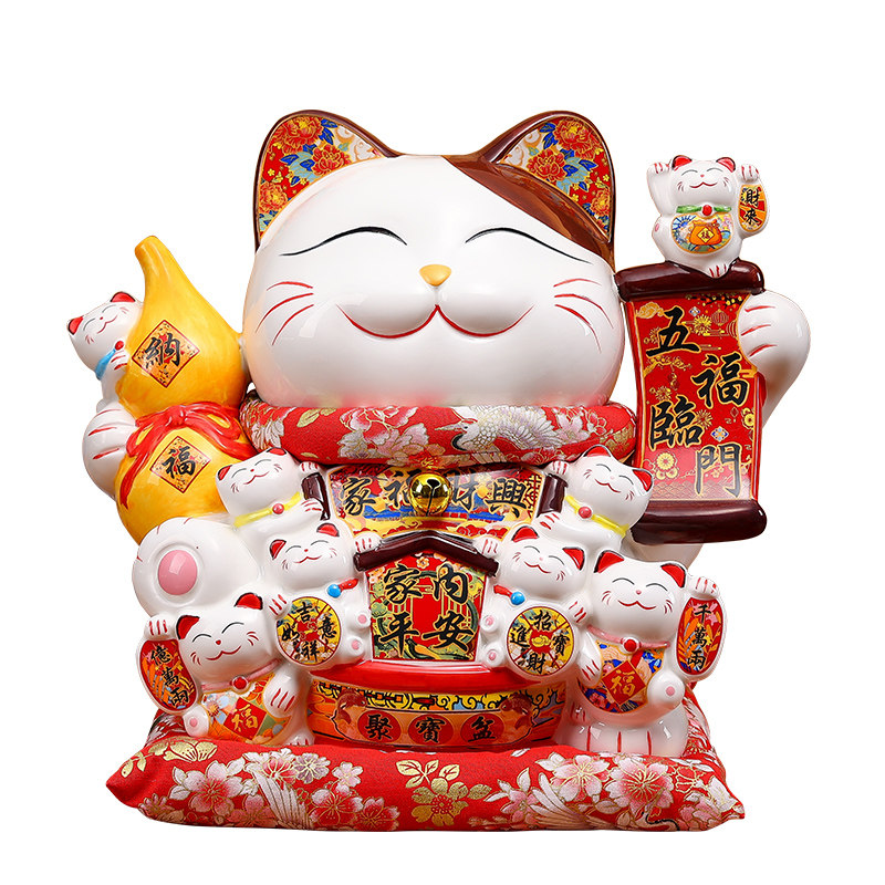 陶瓷招财猫存钱罐摆件乔迁入户