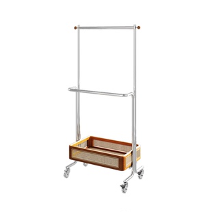 实木落地衣帽架卧室可移动家用挂衣架子床边衣服置物架室内挂衣杆