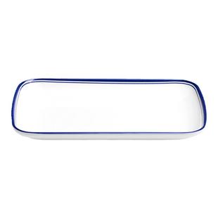 扬格蓝边快餐盘塑料肠粉盘子椭圆形平盘饭店炒菜碟小吃盘商用鱼盘