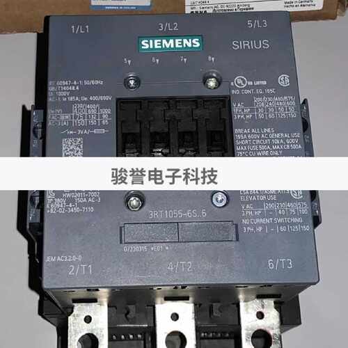议价3RT1055-6SP36 西门子接触器 线圈电压200-277V、75kW、150A