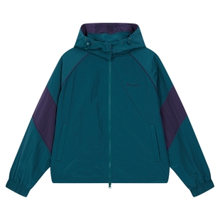 Champion冠军轻薄夹克女25冬季新款插肩袖梭织外套女款复古拼接秋