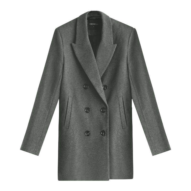 【折扣季】COCOBELLA假两件中长款羊毛大衣女毛呢西装外套SI3036