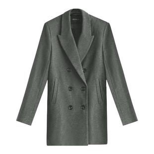 COCOBELLA格雷系假两件中长款女羊毛大衣双排扣毛呢西装SI3036